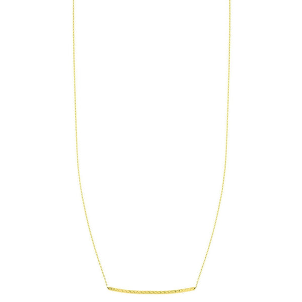 14k Yellow Gold Thin Textured Bar Necklace