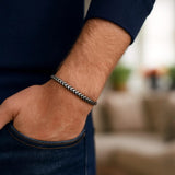 Sterling Silver Gunmetal Finish Franco Link Bracelet (4.60 mm) thumbnail 5