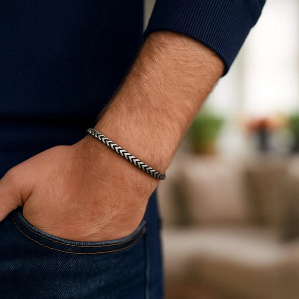 Sterling Silver Gunmetal Finish Franco Link Bracelet (4.60 mm)
