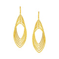 14K yellow gold post earrings with textured marquise shapes