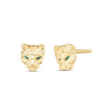 14k Yellow Gold Panther Head Stud Earrings thumbnail 1