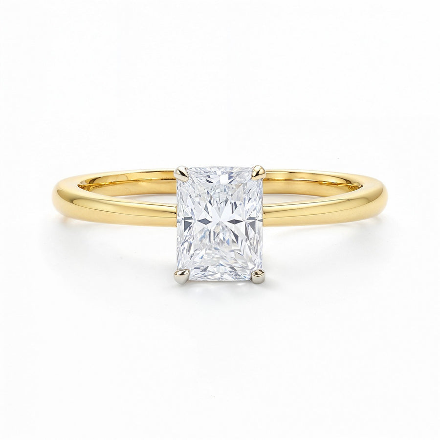 1 Carat Radiant Lab Grown IGI G/VS1 Diamond Solitaire Ring in 10K Yellow Gold