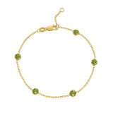 14K Yellow Gold Peridot Station Bracelet thumbnail 2