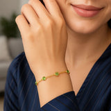 14K Yellow Gold Peridot Station Bracelet thumbnail 3