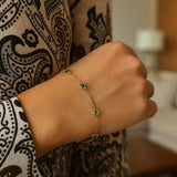 14K Yellow Gold Peridot Station Bracelet thumbnail 5