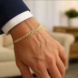10k Yellow Gold Miami Cuban Semi Solid Bracelet (4.50 mm) thumbnail 6