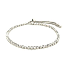 Load image into Gallery viewer, Adjustable Tennis Style Bracelet with Cubic Zirconia in Sterling Silver (4.00 mm)