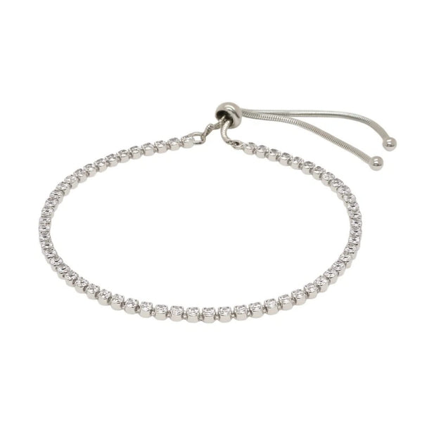 Adjustable Tennis Style Bracelet with Cubic Zirconia in Sterling Silver (4.00 mm)