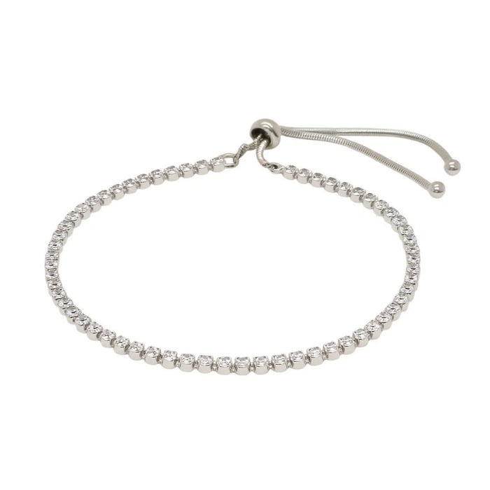 Adjustable Tennis Style Bracelet with Cubic Zirconia in Sterling Silver (4.00 mm)