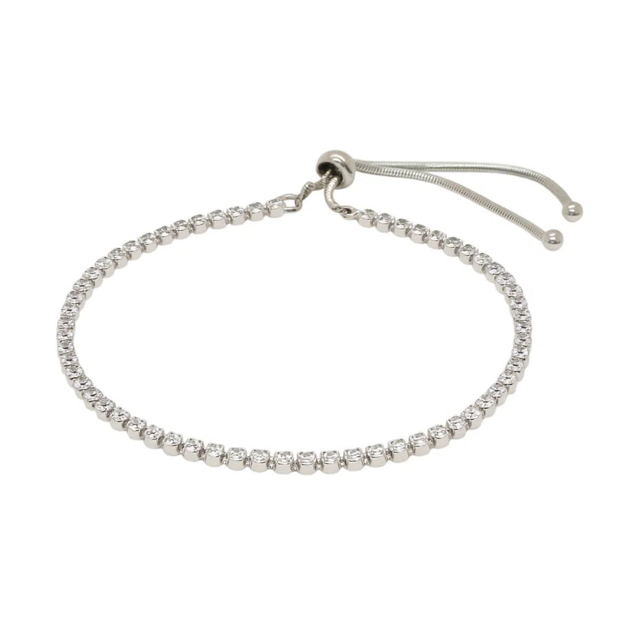 Adjustable Tennis Style Bracelet with Cubic Zirconia in Sterling Silver (4.00 mm)
