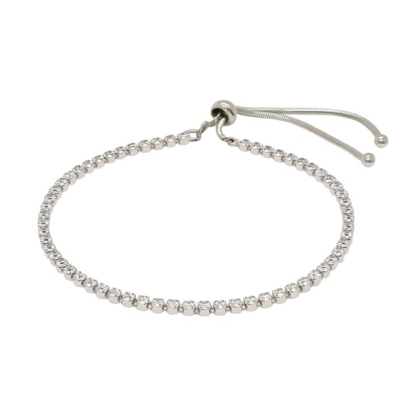 Adjustable Tennis Style Bracelet with Cubic Zirconia in Sterling Silver (4.00 mm)