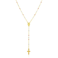 14k Tri Color Gold Lariat Rosary Necklace