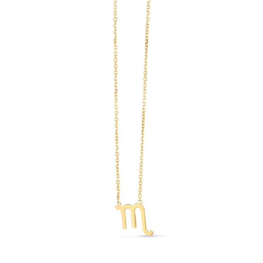 14K yellow gold Scorpio zodiac pendant necklace with soldered bail