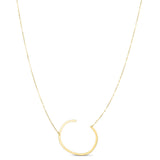 14K yellow gold large initial C pendant necklace with integrated bail thumbnail 1
