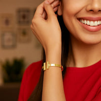 14k Yellow Gold High Polish Bar Cuff Bangle (6.00 mm)