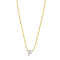 14K Yellow Gold Mini Diamond F Initial Pendant Necklace