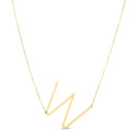 14K yellow gold large initial W necklace with polished bail