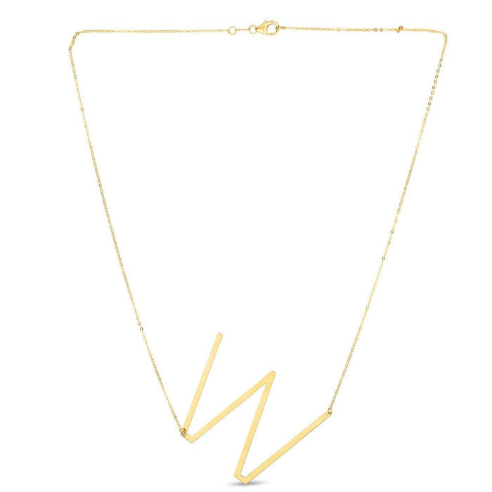 14K Yellow Gold Yours Truly Large Initial W Necklace