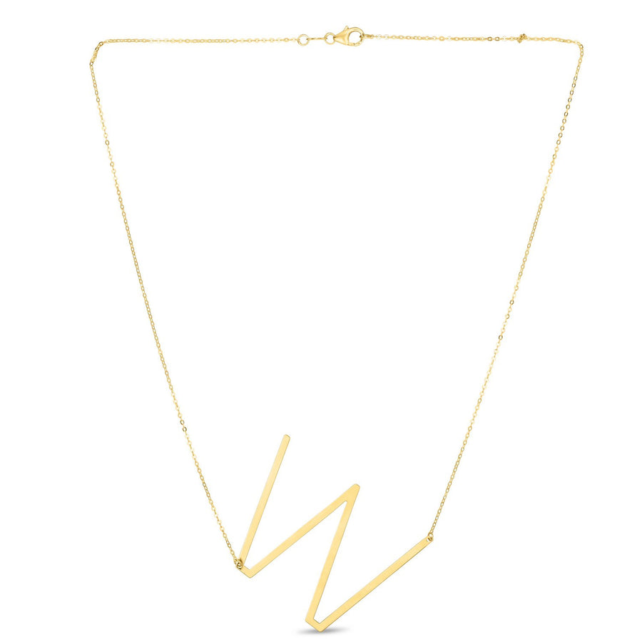 14K Yellow Gold Yours Truly Large Initial W Necklace