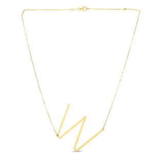 14K Yellow Gold Yours Truly Large Initial W Necklace