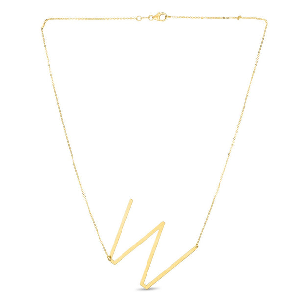 14K Yellow Gold Yours Truly Large Initial W Necklace