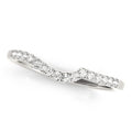 14K white gold wedding ring with curved row of round pavé diamond stones