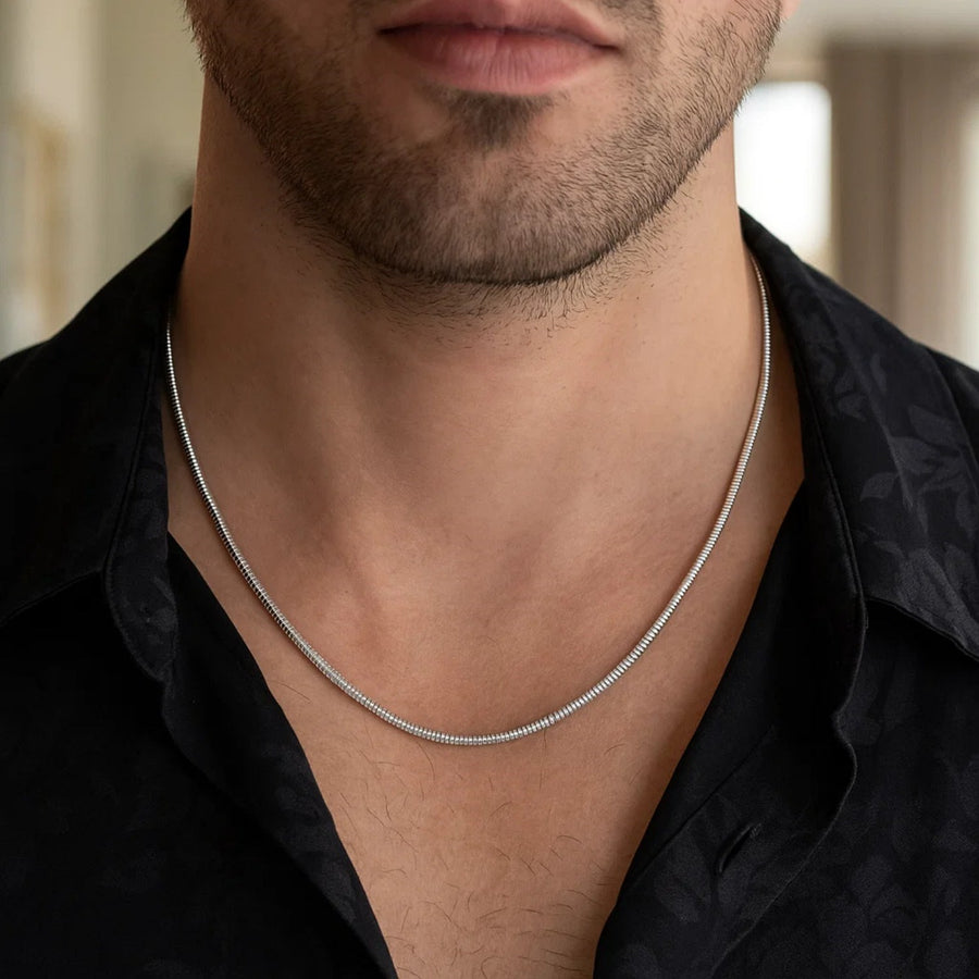 Sterling Silver Rhodium Plated Octagonal Snake Chain (2.40 mm)