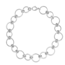 Sterling Silver Rhodium Plated Round Link Bracelet