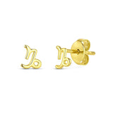 14k Yellow Gold Capricorn Stud Earrings thumbnail 1