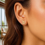 14k Yellow Gold Capricorn Stud Earrings thumbnail 2