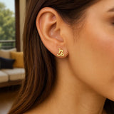 14k Yellow Gold Capricorn Stud Earrings thumbnail 3