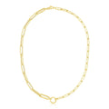 14K yellow gold high polish elongated paperclip chain necklace