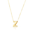 14K yellow gold block letter Z initial pendant necklace