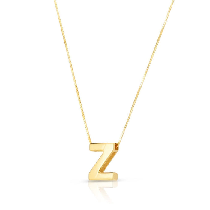 14K Yellow Gold Yours Truly Block Letter Initial Z Necklace