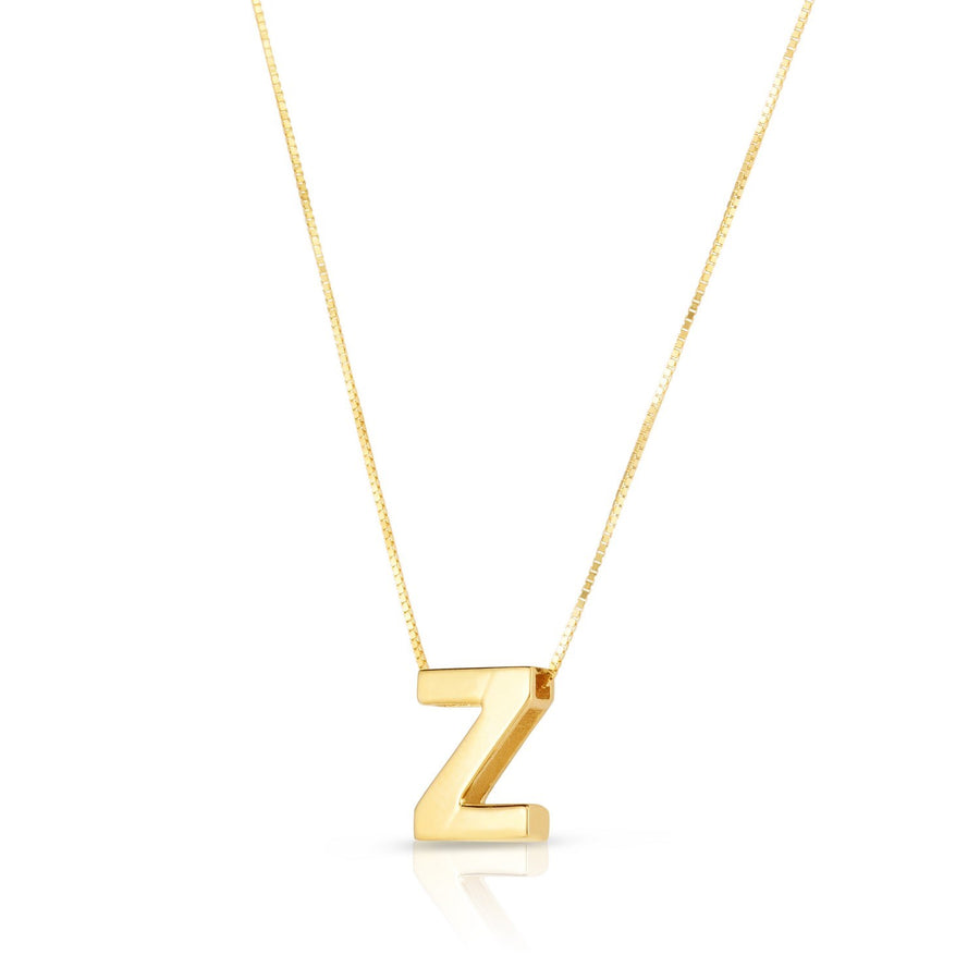 14K Yellow Gold Yours Truly Block Letter Initial Z Necklace