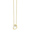 14K yellow gold necklace with 1 pear pearl stone in an open heart pendant