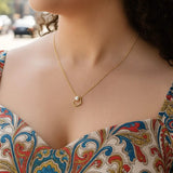 Open Heart and Pearl Necklace in 14K Yellow Gold thumbnail 3