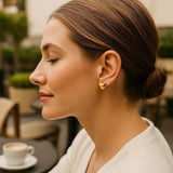 Puffed Up Heart Stud Earrings in 14K Yellow Gold thumbnail 3