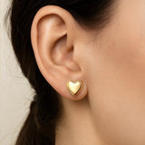 Puffed Up Heart Stud Earrings in 14K Yellow Gold thumbnail 4