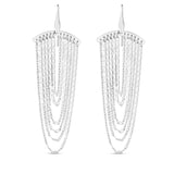 Sterling silver 925 multi strand chain drop chandelier earrings thumbnail 1