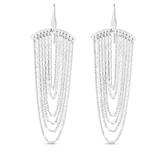Sterling silver 925 multi strand chain drop chandelier earrings