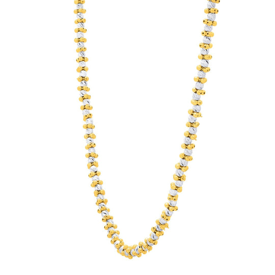 14K two-tone yellow and white gold pallina beaded necklace