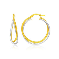 14k Two-Tone Gold Interlaced Double Row Earrings