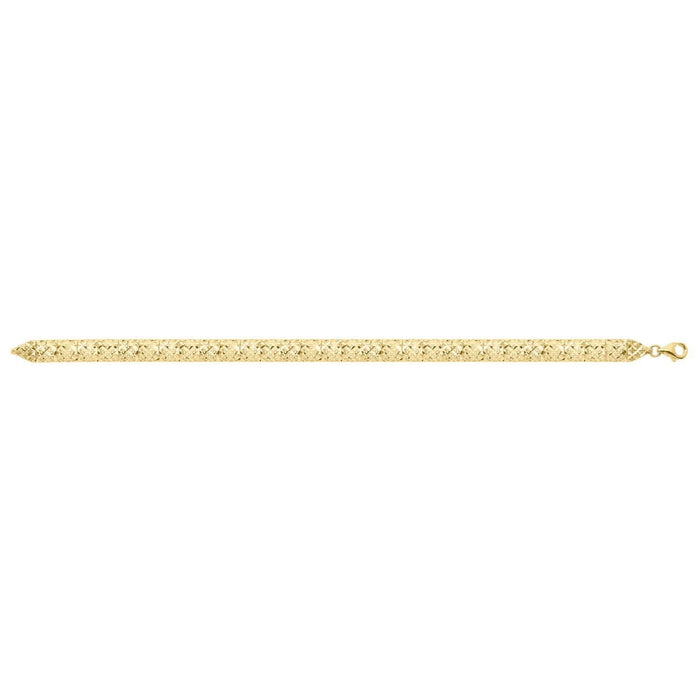 10K Yellow Gold Diamond Cut Square Link Bracelet