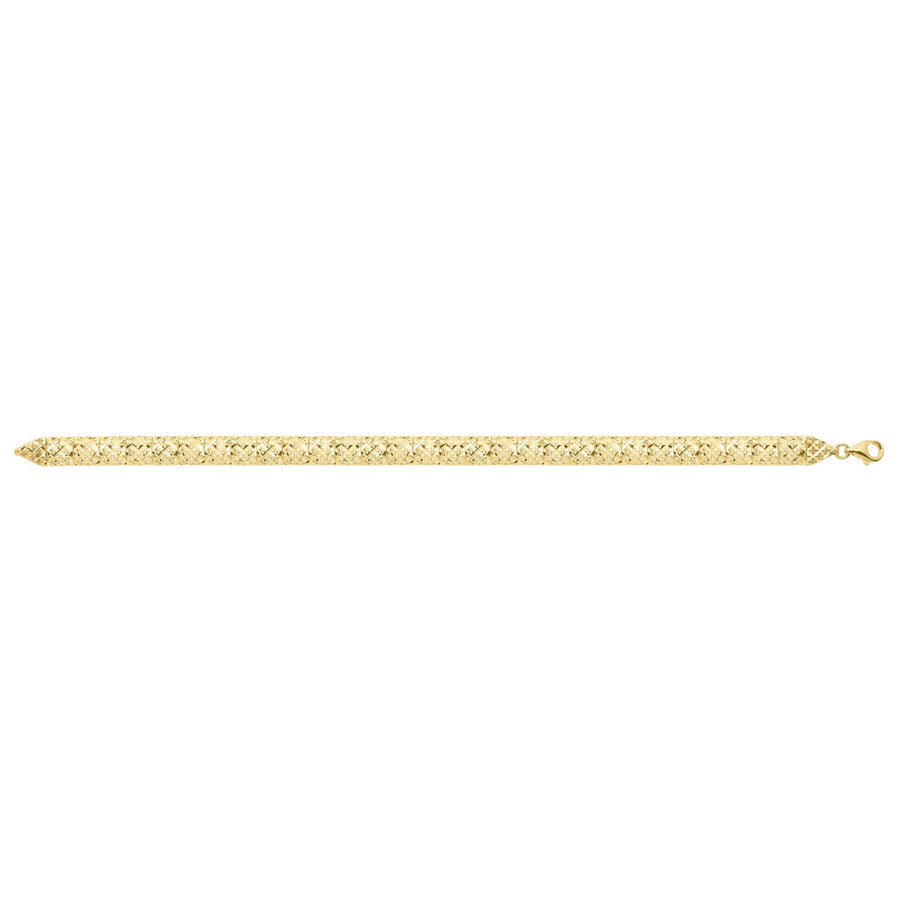 10K Yellow Gold Diamond Cut Square Link Bracelet