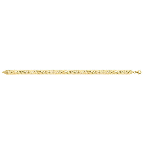 10K Yellow Gold Diamond Cut Square Link Bracelet