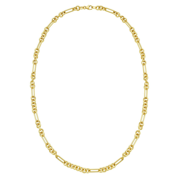 14K Yellow Gold Five And One Paperclip Link Chain Necklace
