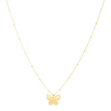 14K yellow gold Papillon butterfly pendant necklace with open cutwork wings thumbnail 1
