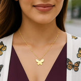 14k Yellow Gold Papillon Butterfly Necklace thumbnail 5