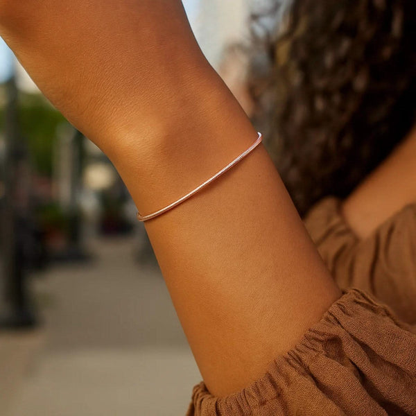 14K Rose Gold Diamond Cut Stack Bangle Bracelet (1.80 mm)